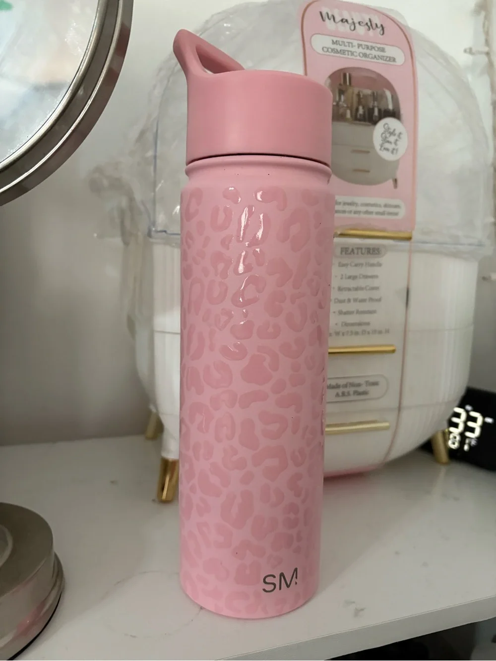 Simple Modern Pink Leopard Print Insulated Water Bottle
